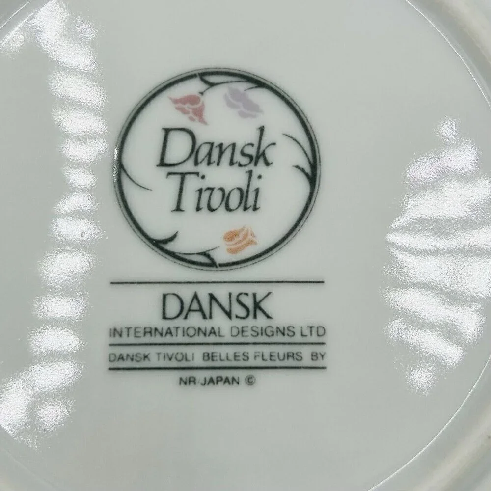 Dansk Tivoli Belles Fleurs 7” Side Small Plates Gray Tulips Pattern Set of 3